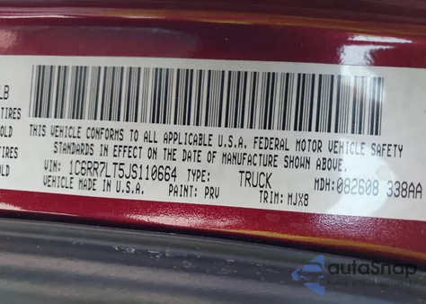 2018 Ram 1500 Lone Star 4X4 5'7 Box из США, поврежденный, VIN 1C6RR7LT5JS110664